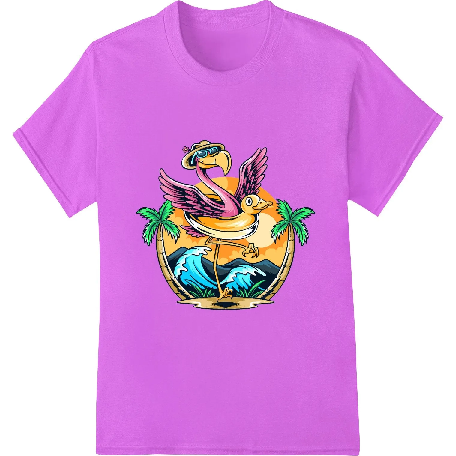 Funky Flamingo Beach Vibes DTF Print Heat Transfer