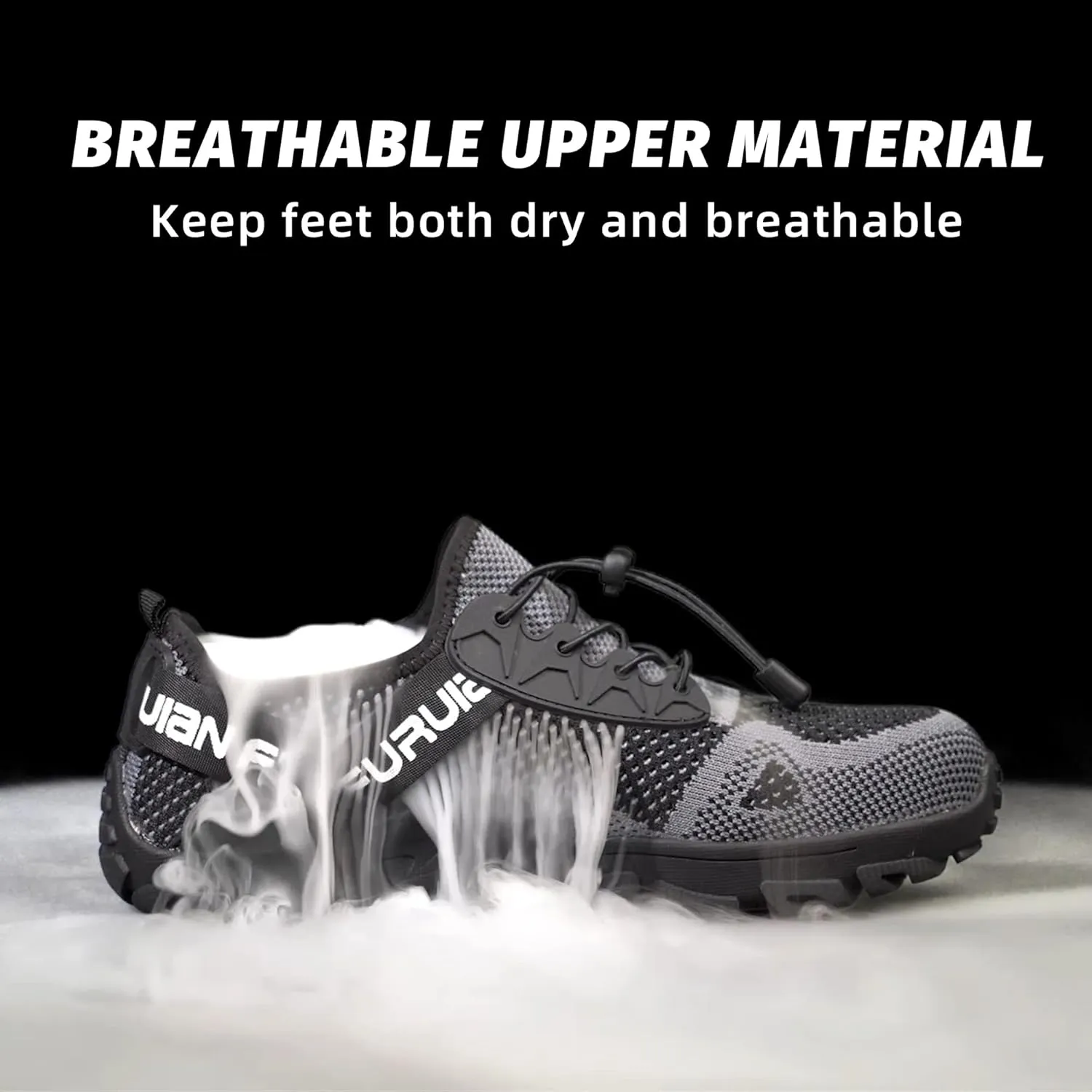 Furuian Steel Toe Shoes for Women Lightweight Breathable Comfortable Working Shoes Industrial Construction Shoes Slip Resistant Puncture Proof Black
