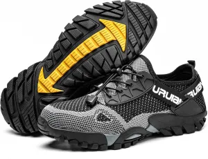 Furuian Steel Toe Shoes for Women Lightweight Breathable Comfortable Working Shoes Industrial Construction Shoes Slip Resistant Puncture Proof Black