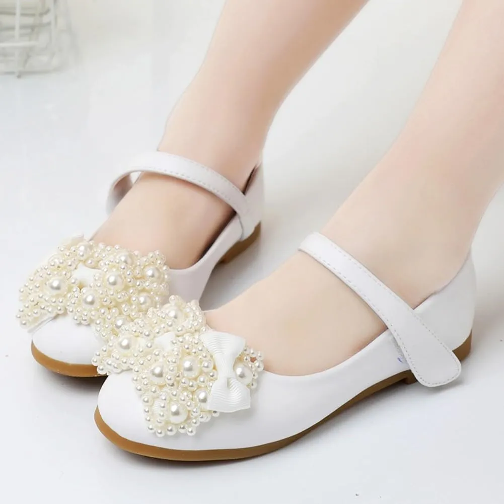 Girls Sparkle Mary Jane Ballerina Flat Glitter Low Heel School Princess Wedding Flower Dress Shoes for Toddler/Little Kid/Big Kid