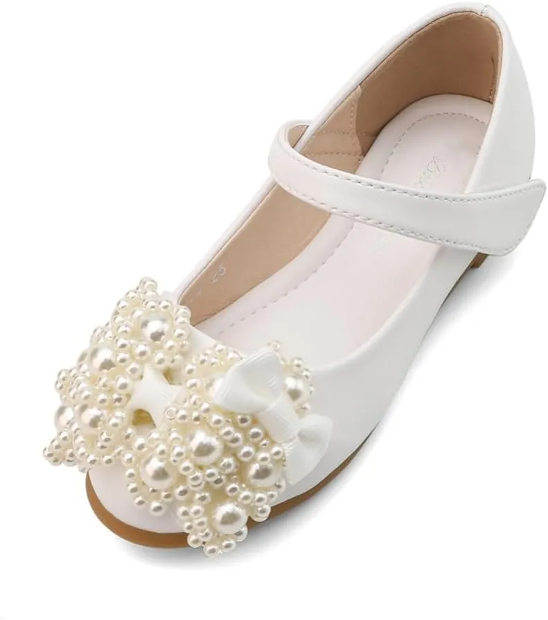 Girls Sparkle Mary Jane Ballerina Flat Glitter Low Heel School Princess Wedding Flower Dress Shoes for Toddler/Little Kid/Big Kid