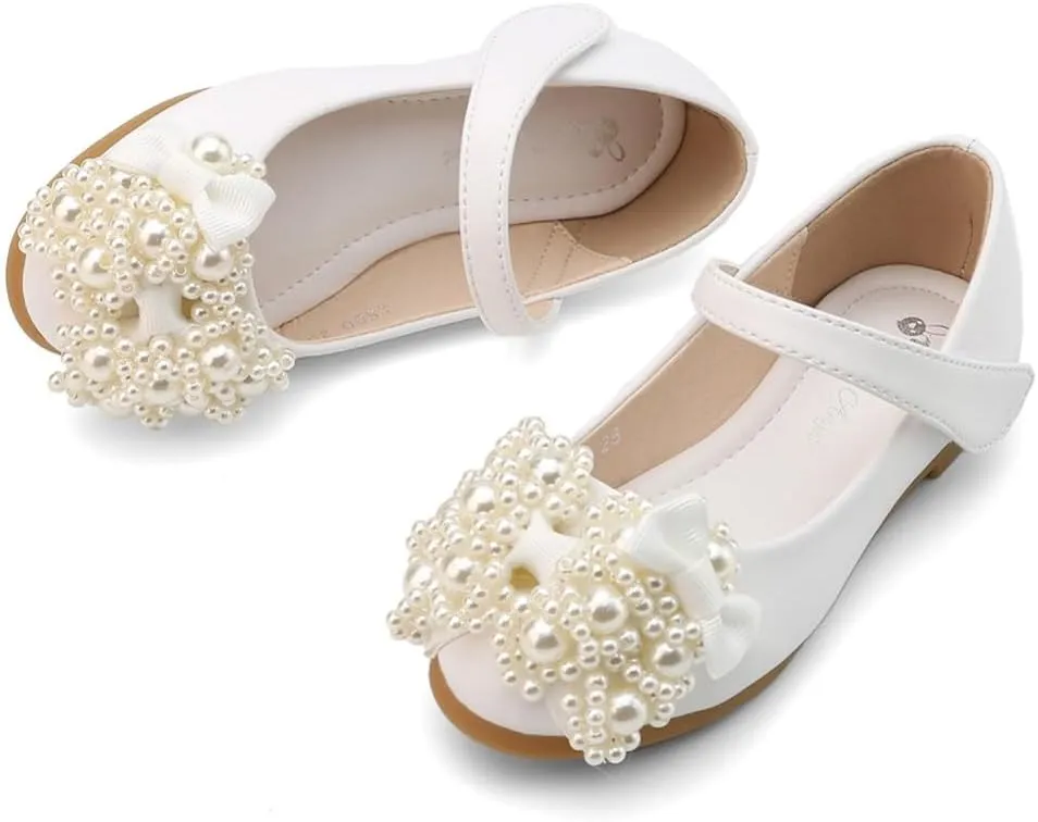 Girls Sparkle Mary Jane Ballerina Flat Glitter Low Heel School Princess Wedding Flower Dress Shoes for Toddler/Little Kid/Big Kid