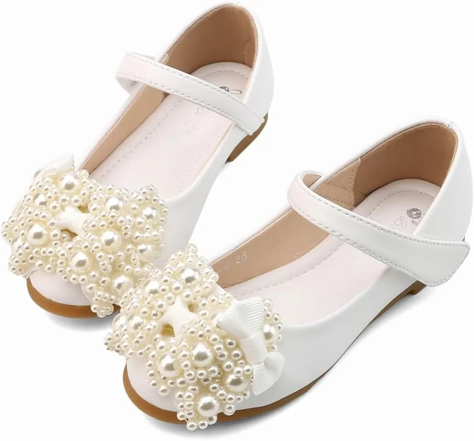 Girls Sparkle Mary Jane Ballerina Flat Glitter Low Heel School Princess Wedding Flower Dress Shoes for Toddler/Little Kid/Big Kid