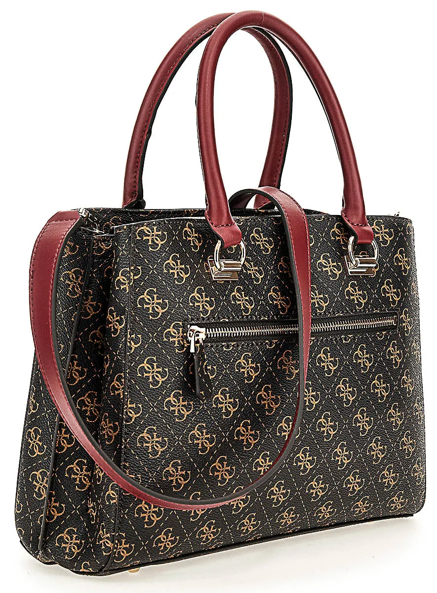 Guess Noelle 4G Girlfriend Satchel In Brown For Women