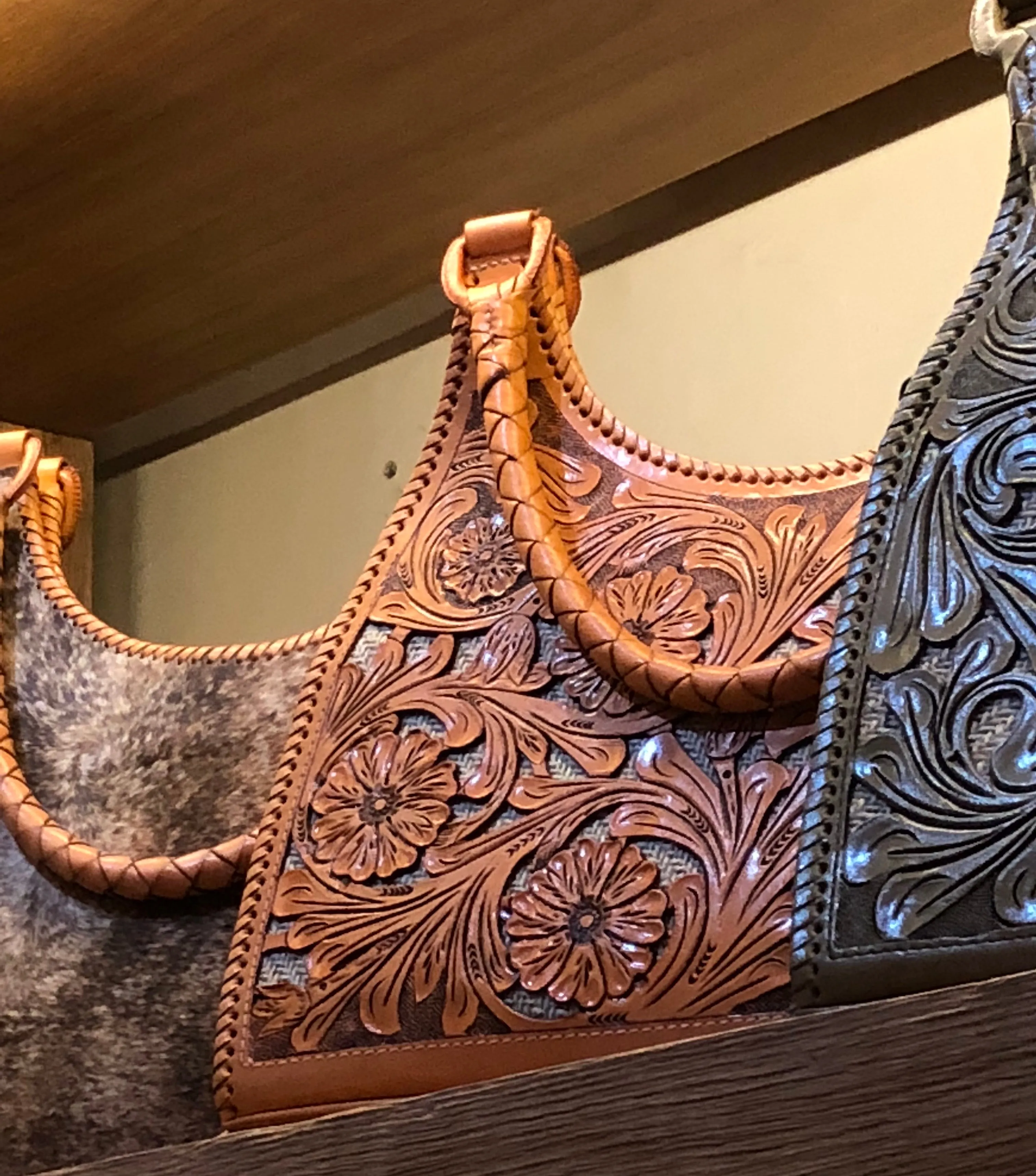 Hand Cut Out Tooling Leather Hobo Bag "LUNA" by ALLE