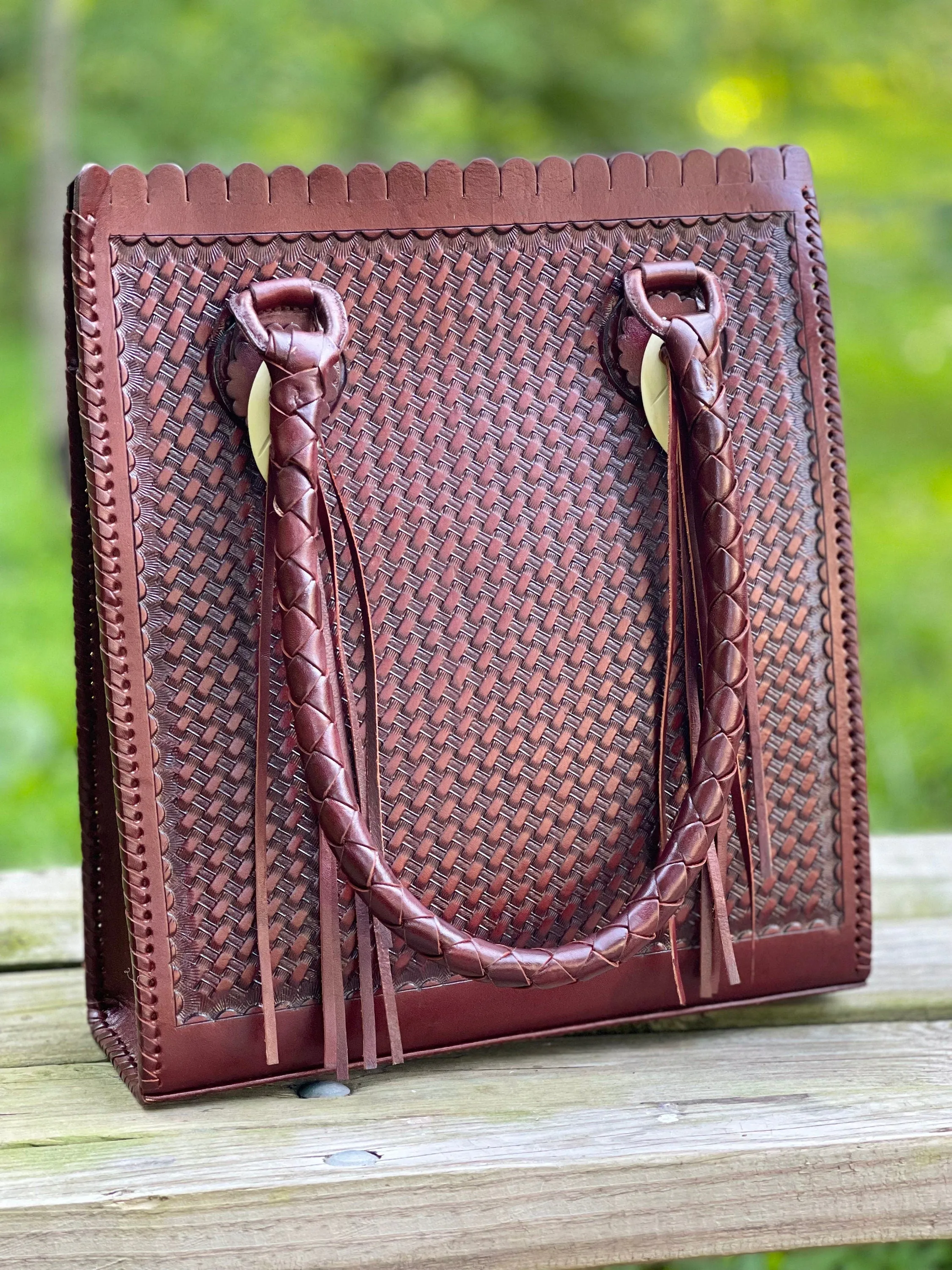 Hand-Tooled Leather Hobo Bag, "CORREAS SPIGAS" by ALLE