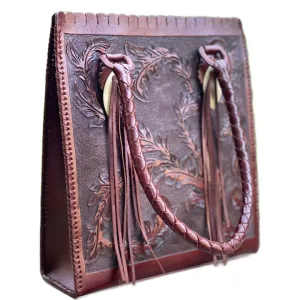 Hand-Tooled Leather Hobo Bag, "CORREAS SPIGAS" by ALLE