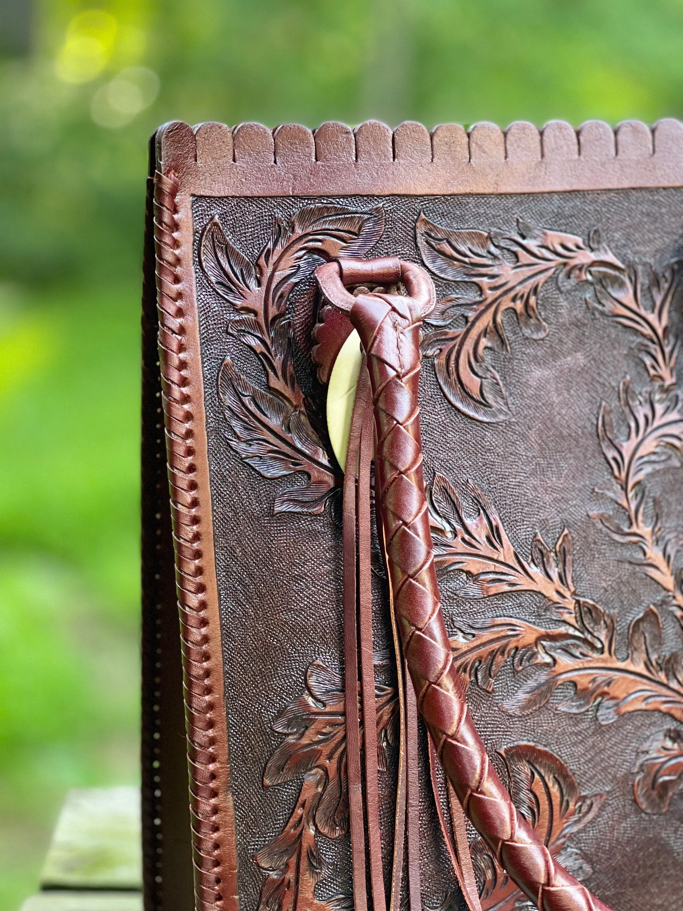 Hand-Tooled Leather Hobo Bag, "CORREAS SPIGAS" by ALLE