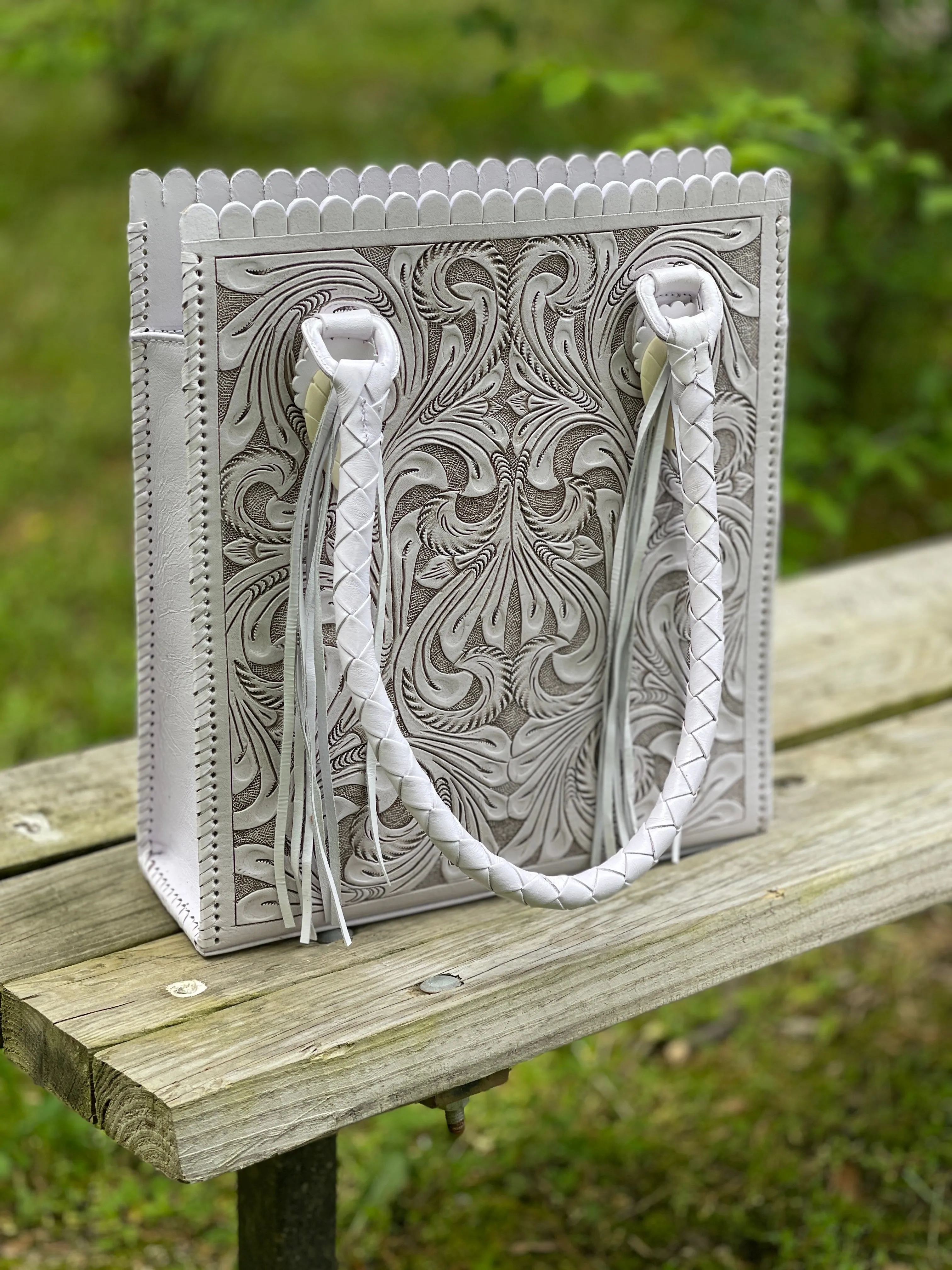 Hand Tooled Leather Tote Bag "CORREAS" by ALLE
