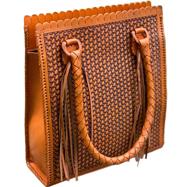 Hand Tooled Leather Tote Bag "CORREAS" by ALLE