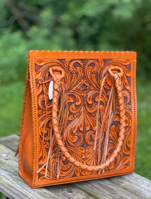 Hand Tooled Leather Tote Bag "CORREAS" by ALLE