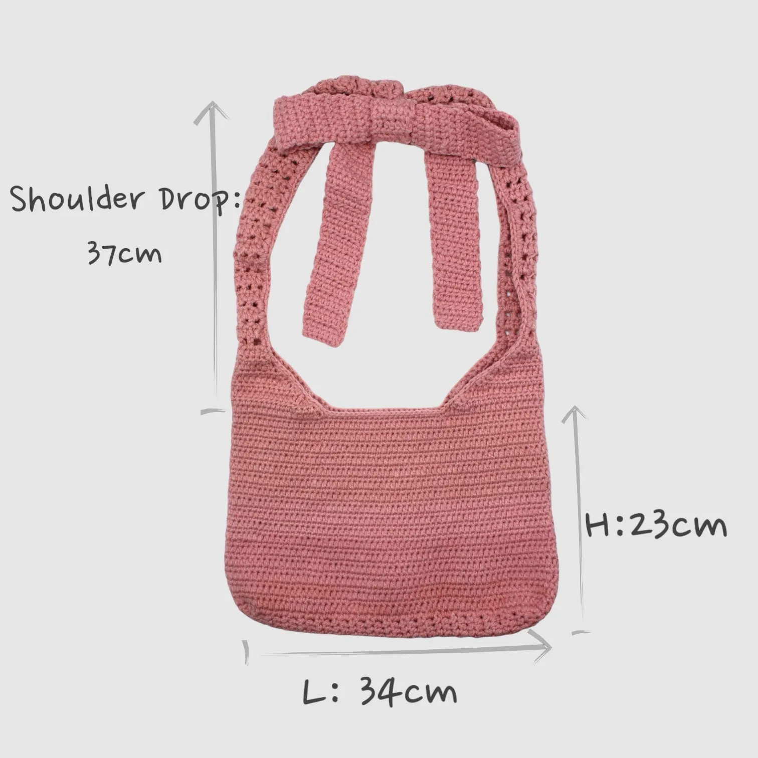 Handmade Crochet Tote Bag With Bowknot