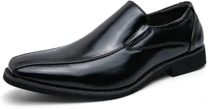 HOOENG Dress Oxford for Men Slip On Square Toe Bike Toe Vegan Leather Slip Resistant Rubber Sole Low Top Working (Color : Black, Size : 10.5)