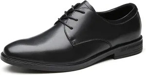 HOOENG Oxford Shoes for Men Lace Up Derby Shoes Round Toe Vegan Leather Low Top Resistant Non Slip Block Heel Classic (Color : Black, Size : 7.5 M US)