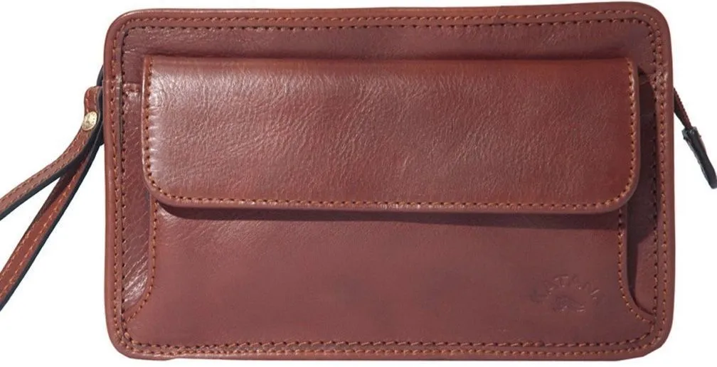 Katana Leather Brown Handy Wrist Clutch Bag