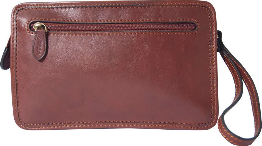 Katana Leather Brown Handy Wrist Clutch Bag