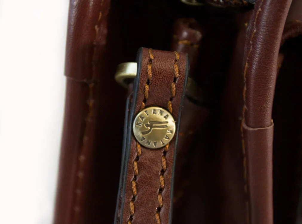 Katana Leather Brown Handy Wrist Clutch Bag