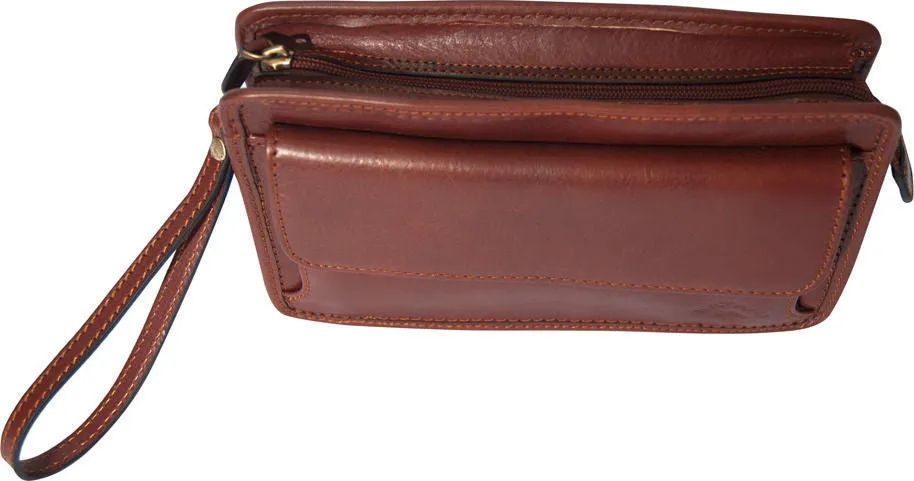 Katana Leather Brown Handy Wrist Clutch Bag