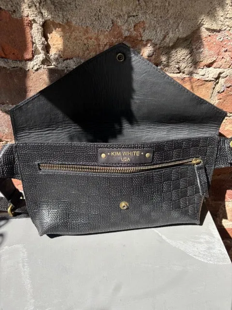 Kim White Seam Out Fanny Pack - Black Crosshatch