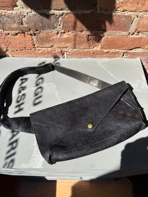 Kim White Seam Out Fanny Pack - Black Crosshatch