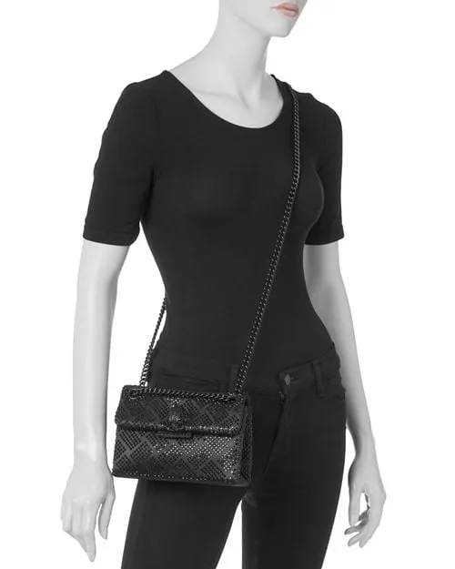 KURT GEIGER LONDON Embellished Satin Kensington Mini Crossbody Bag in Black
