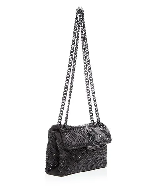KURT GEIGER LONDON Embellished Satin Kensington Mini Crossbody Bag in Black