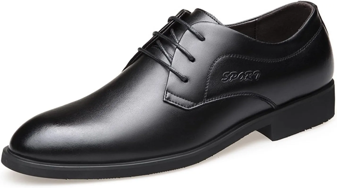 LAZIRO Men's Leather Shoes Genuine Leather Business Dress Men's Shoes Youth Fashion Pointed Toe Wedding Shoes