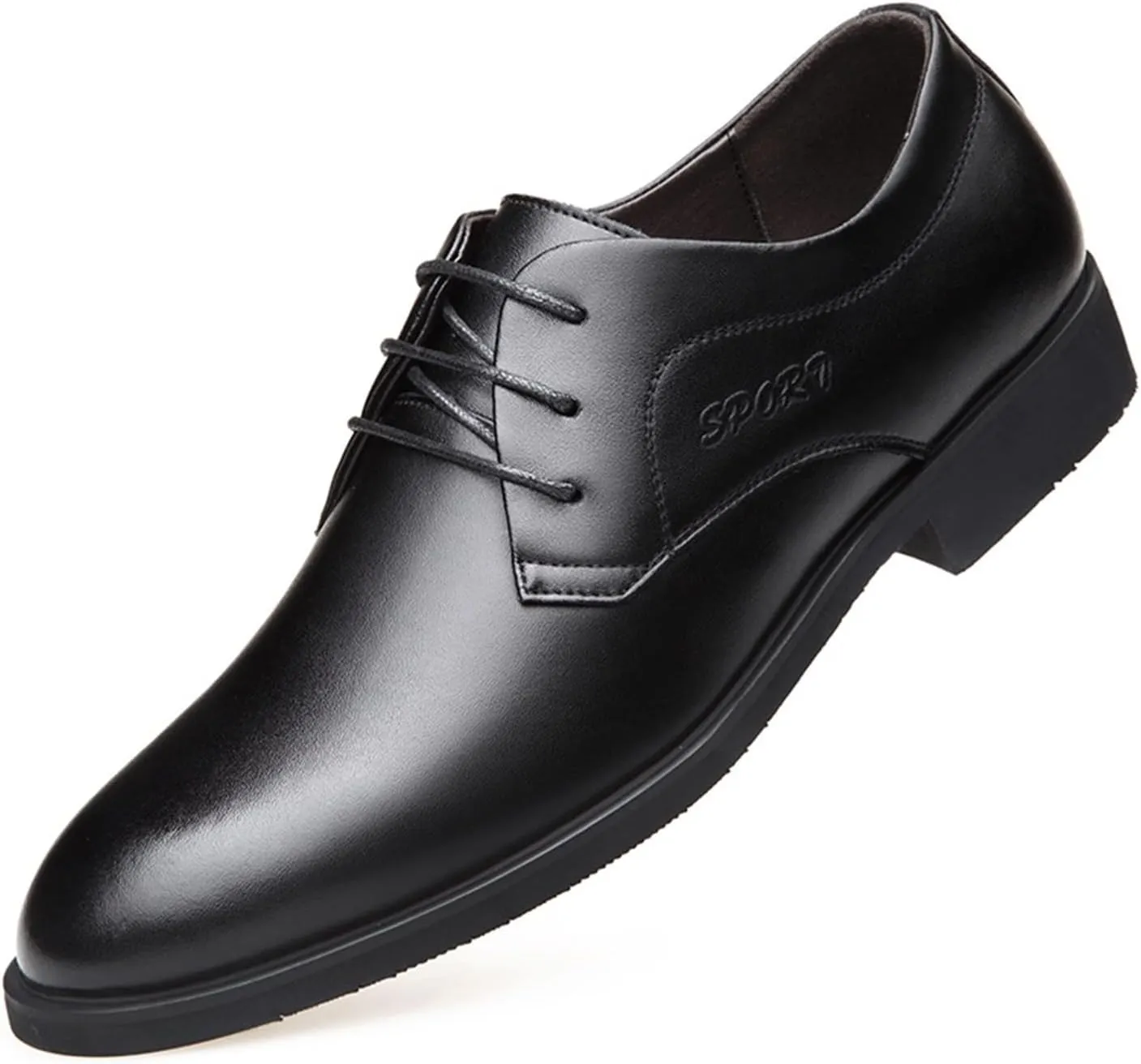 LAZIRO Men's Leather Shoes Genuine Leather Business Dress Men's Shoes Youth Fashion Pointed Toe Wedding Shoes