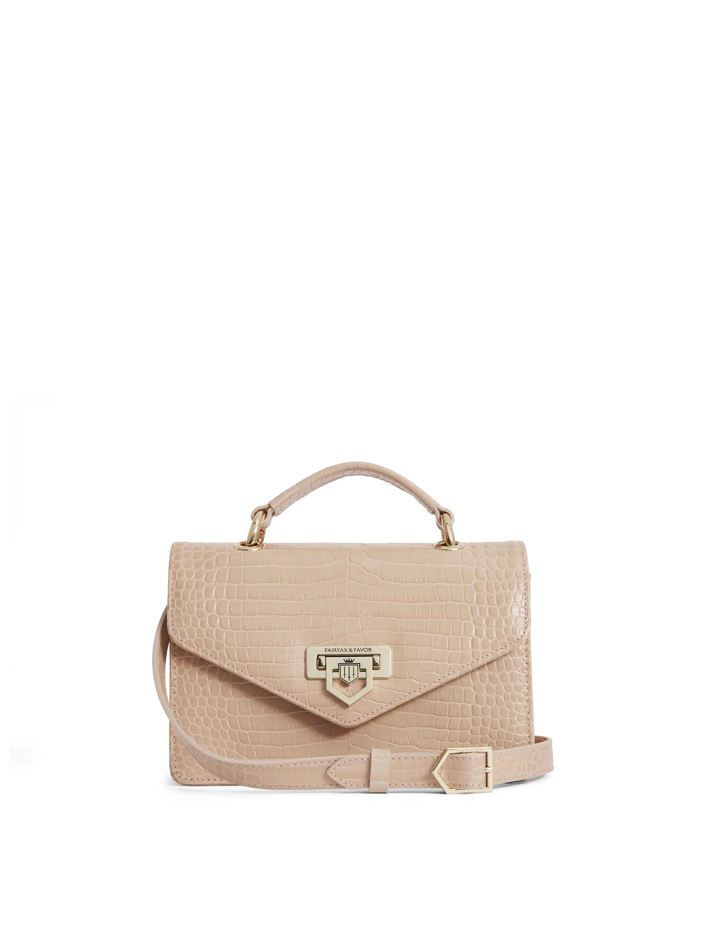 Loxley Mini Cross Body Bag - Blush Croc Print Leather