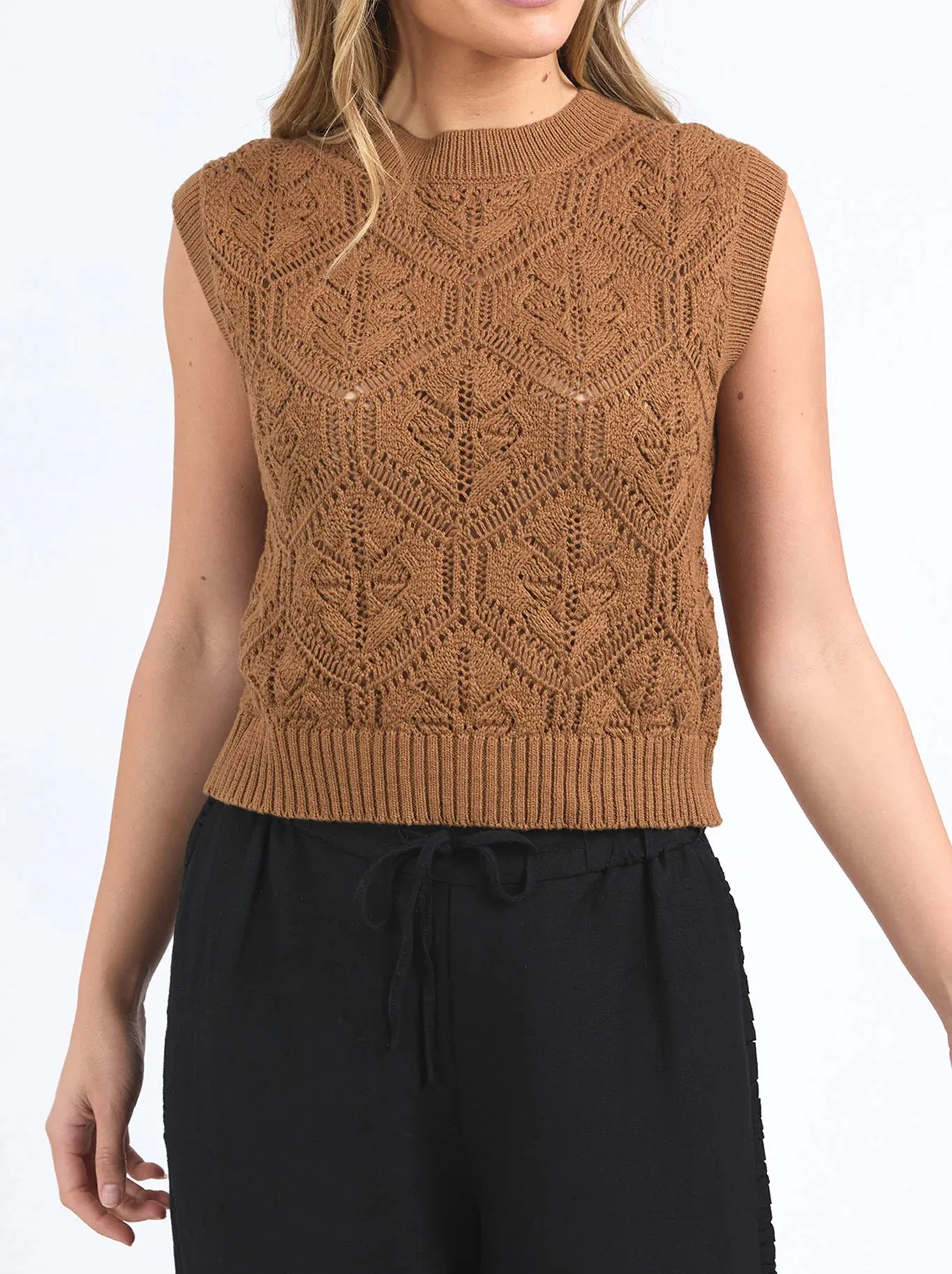 Luna Knit Vest - Tan
