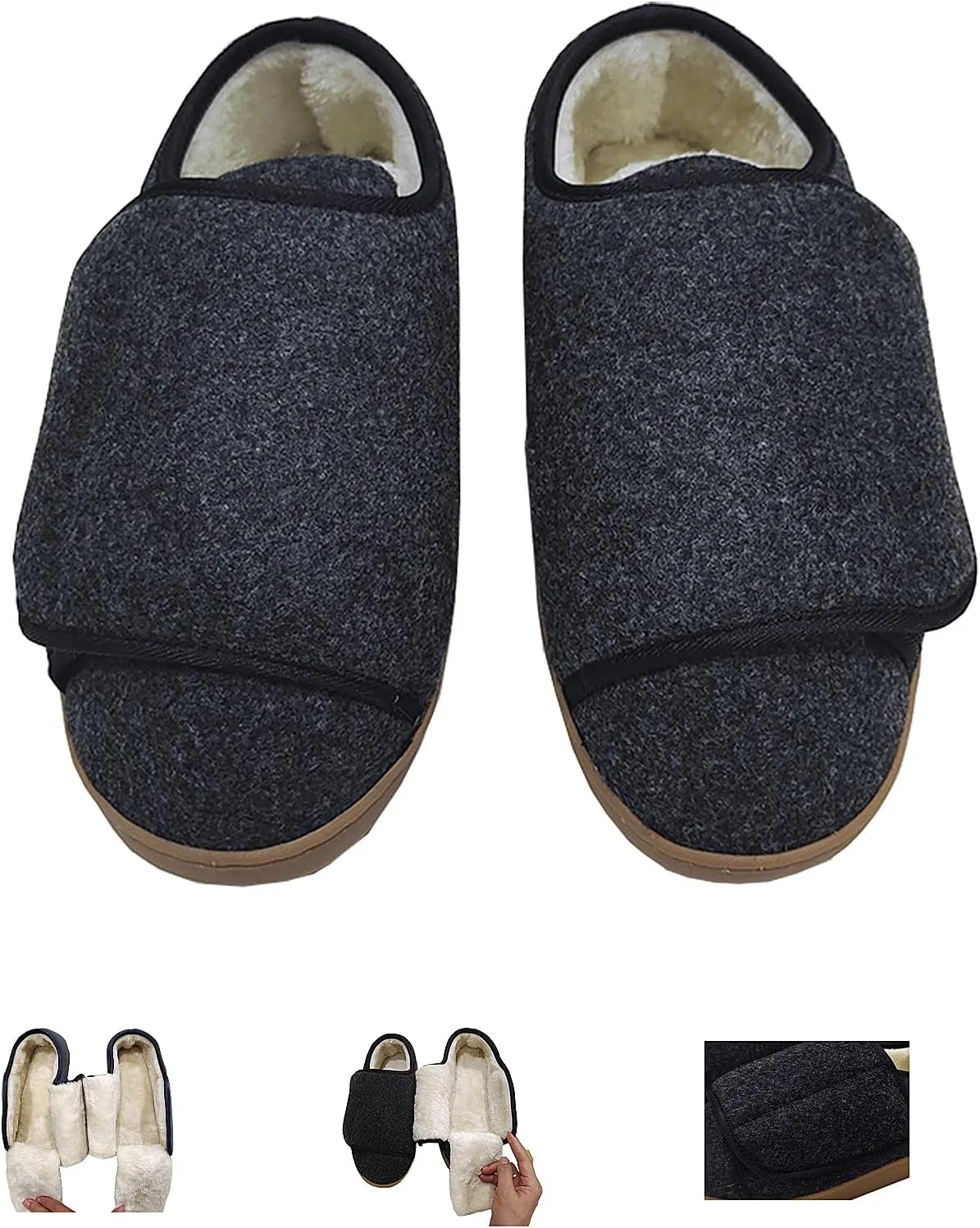 Men Women Diabetic Shoes, Edema Footwear, Adjustable Magic Stickers Cotton Winter Shoes for Swollen Feet, Wide, Foot Diseases, Arthritis, Big Toes, Valgus, Deformed, Post Op