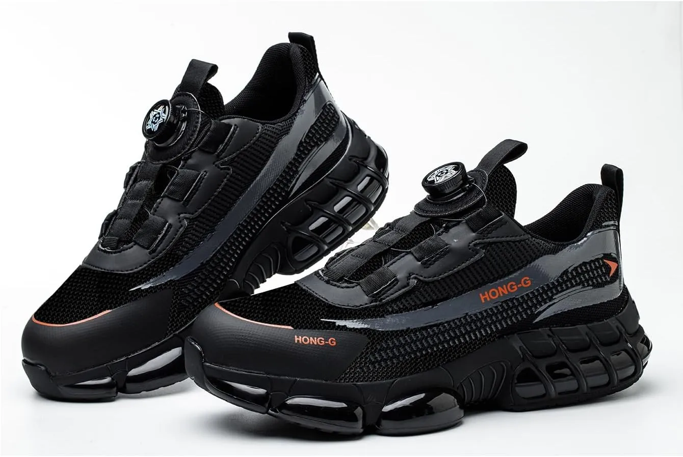Men's Work Safety Shoes with Rotating Buckle Steel Toe Protection, Puncture Resistant, Breathable, Lightweight Protective Shoes for Women's Work Safety Shoes