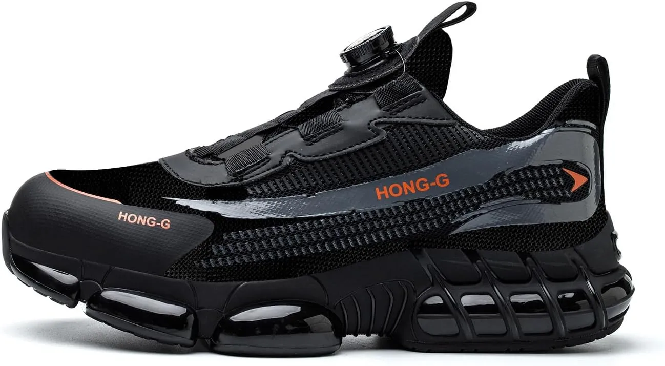 Men's Work Safety Shoes with Rotating Buckle Steel Toe Protection, Puncture Resistant, Breathable, Lightweight Protective Shoes for Women's Work Safety Shoes