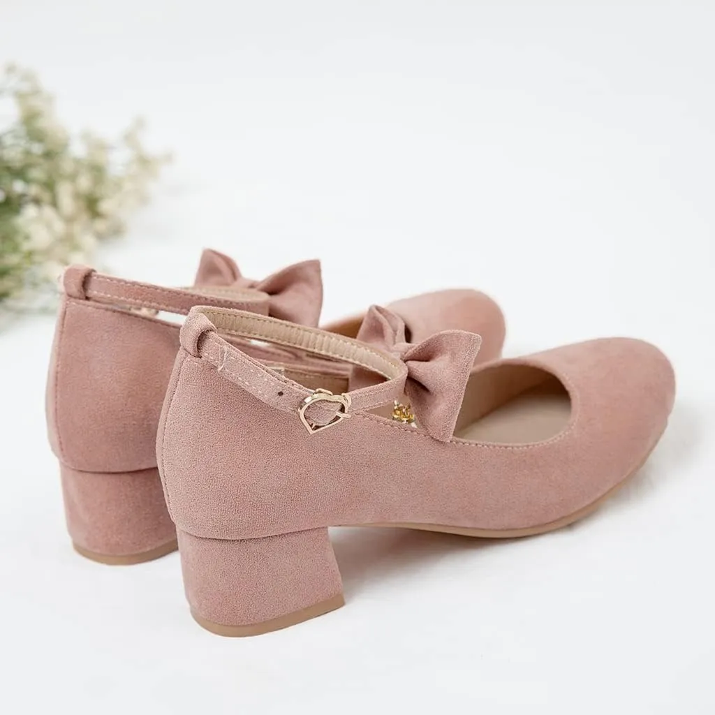 MIOKE Women's Chunky Mid Heel Dress Pumps Square Toe Buckle Suede Slip-On Comfort Casual Office Work Shoes