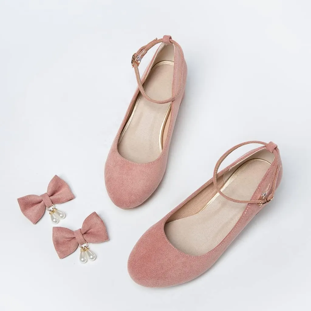 MIOKE Women's Chunky Mid Heel Dress Pumps Square Toe Buckle Suede Slip-On Comfort Casual Office Work Shoes