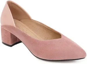 MIOKE Women's Square Toe Buckle Chunky Mid Heel Pumps Suede Slip-On Comfort Casual Office Work Dress Shoes