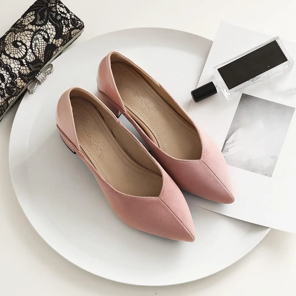 MIOKE Women's Square Toe Buckle Chunky Mid Heel Pumps Suede Slip-On Comfort Casual Office Work Dress Shoes
