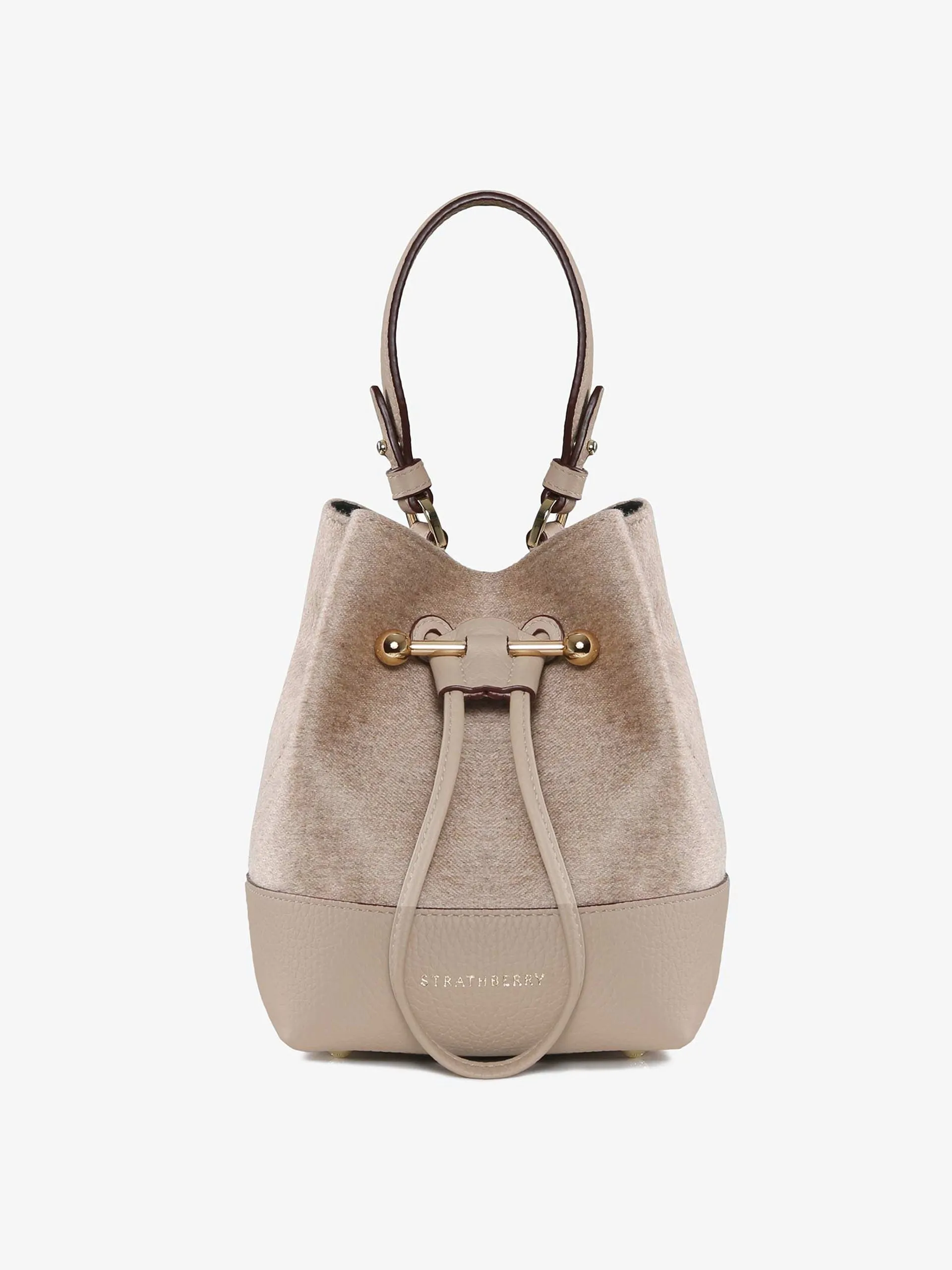 Mushroom Lana Osette cashmere blend top handle bag