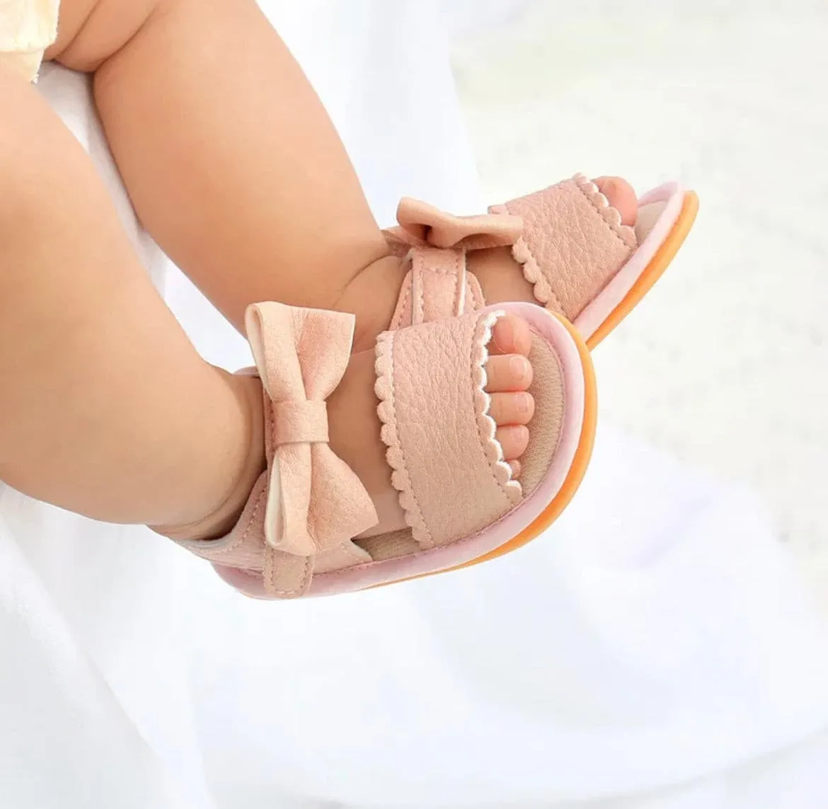 Nelly - Bow Sandal , Blush Pink