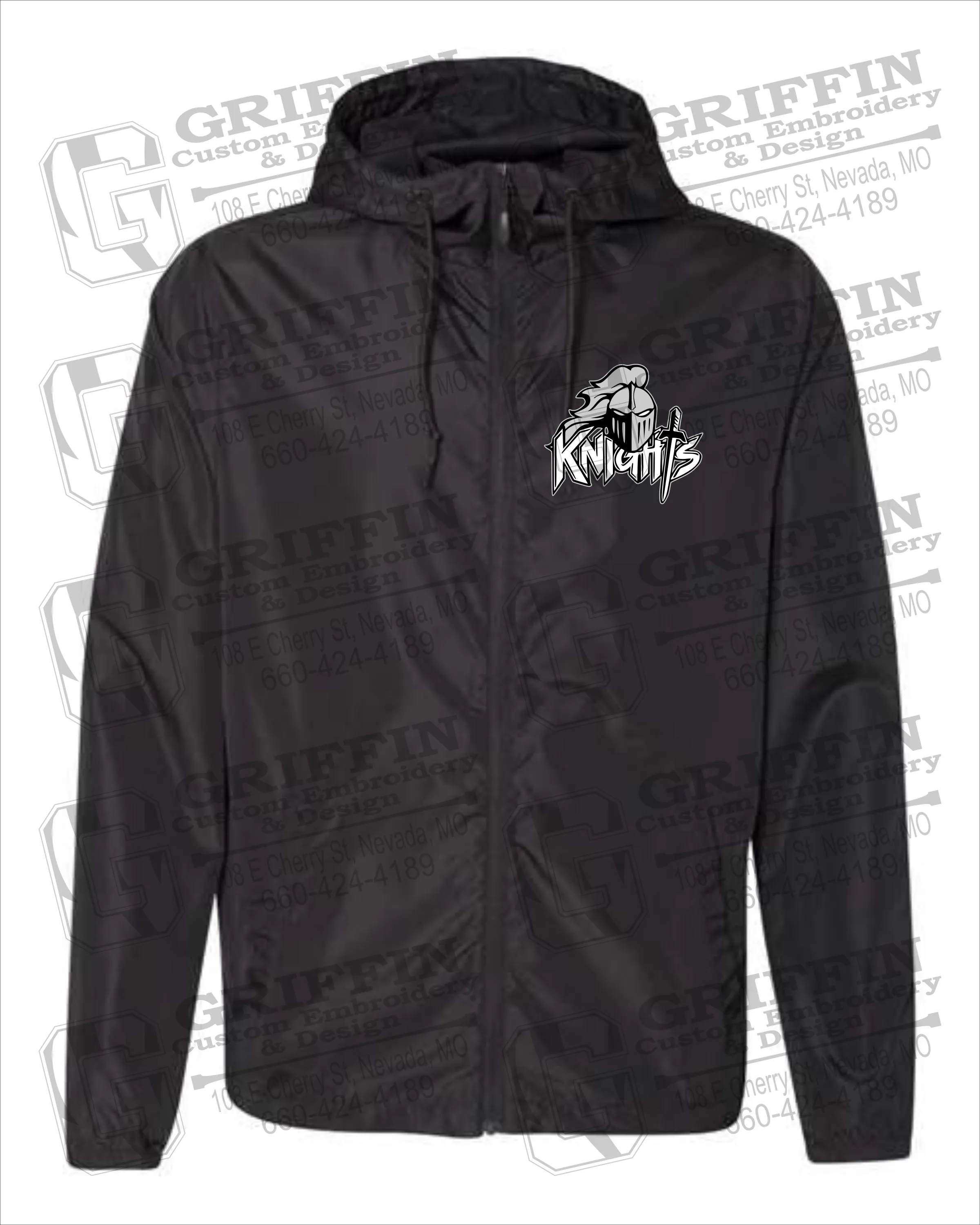 NEVC Knights Lightweight Windbreaker - Knights Full Logo