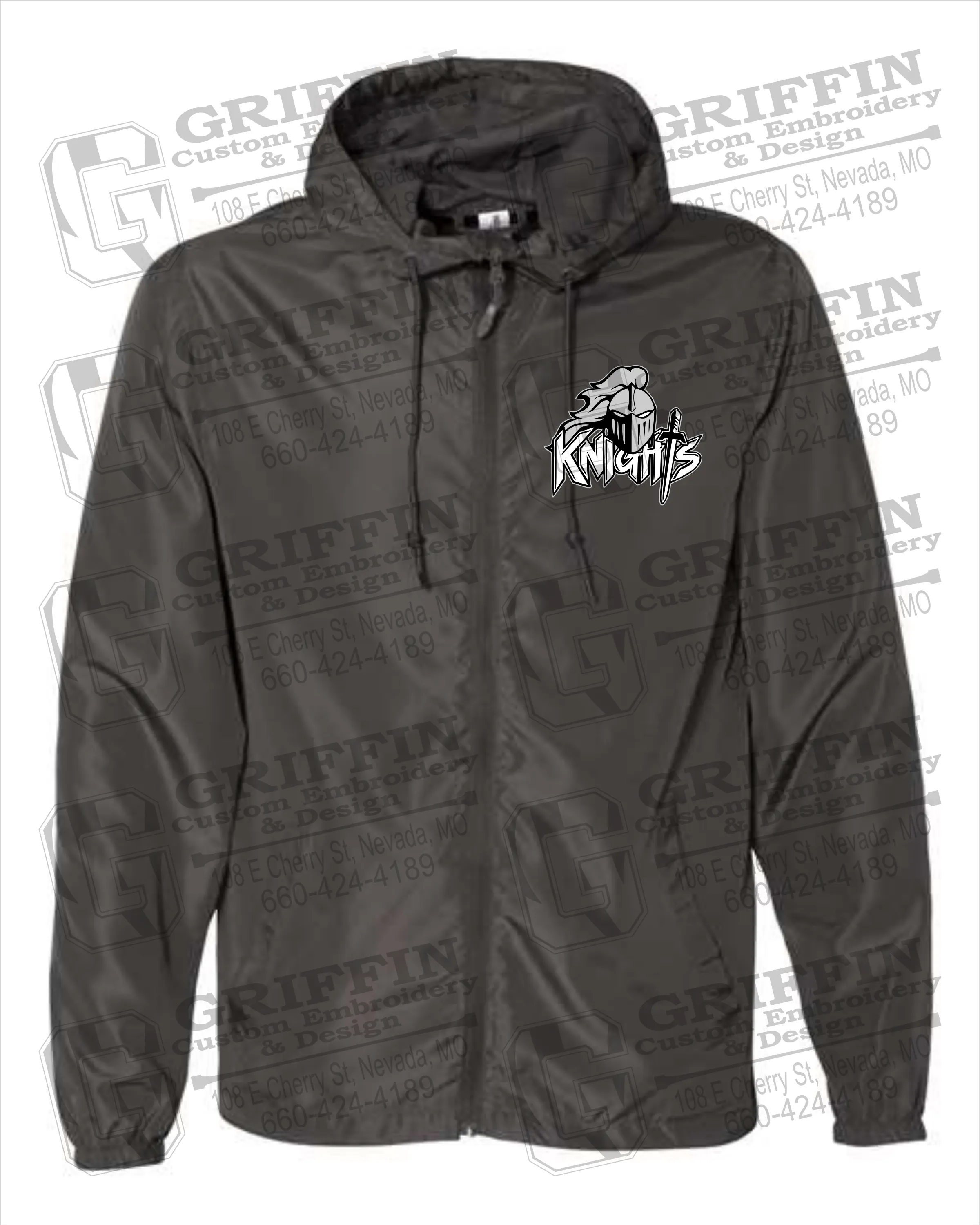 NEVC Knights Lightweight Windbreaker - Knights Full Logo