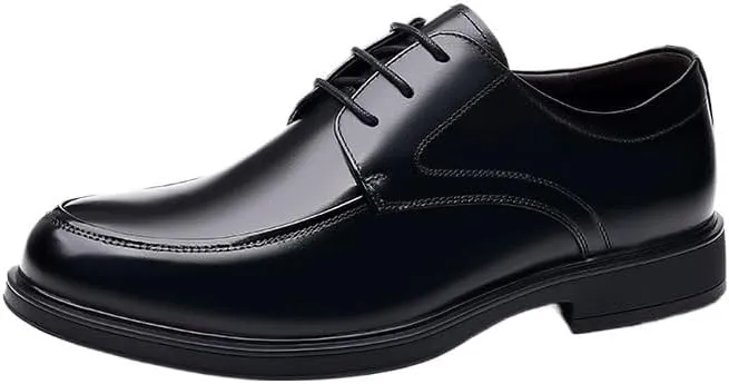 Oxford Dress Shoes for Men Lace Up Round Toe Vegan Leather Apron Toe Derby Shoes Rubber Sole Non Slip Resistant Party