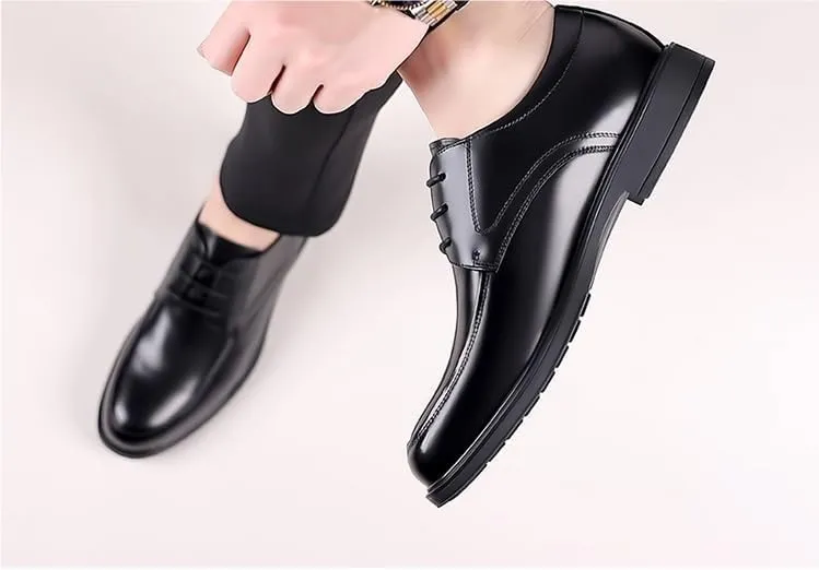 Oxford Dress Shoes for Men Lace Up Round Toe Vegan Leather Apron Toe Derby Shoes Rubber Sole Non Slip Resistant Party
