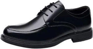 Oxford Dress Shoes for Men Lace Up Round Toe Vegan Leather Apron Toe Derby Shoes Rubber Sole Non Slip Resistant Party