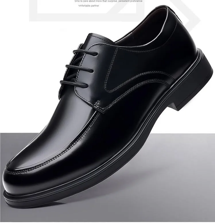 Oxford Dress Shoes for Men Lace Up Round Toe Vegan Leather Apron Toe Derby Shoes Rubber Sole Non Slip Resistant Party