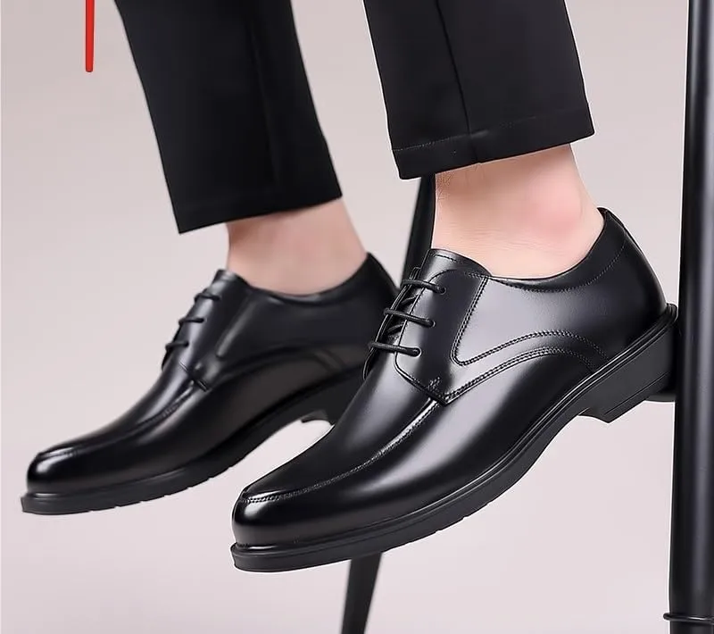Oxford Dress Shoes for Men Lace Up Round Toe Vegan Leather Apron Toe Derby Shoes Rubber Sole Non Slip Resistant Party