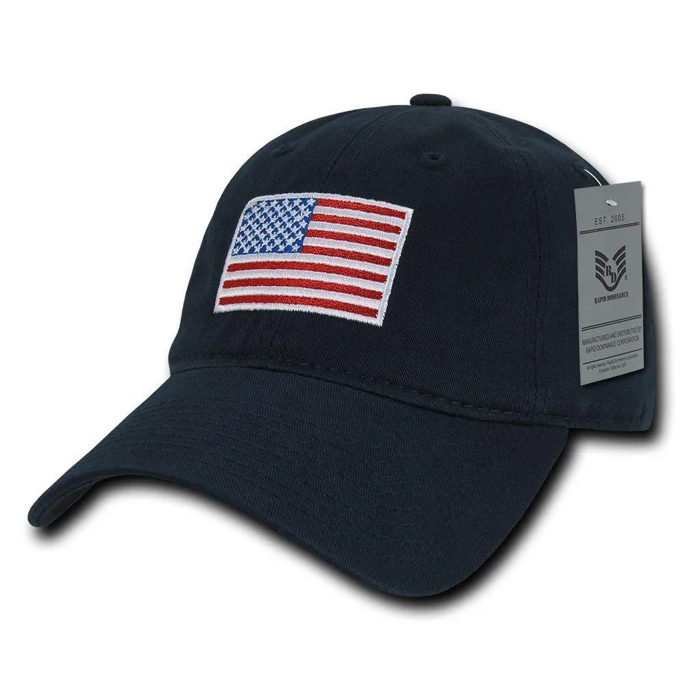 Patriotic USA American Flag Embroidered Relaxed Polo Baseball Dad Caps Hats