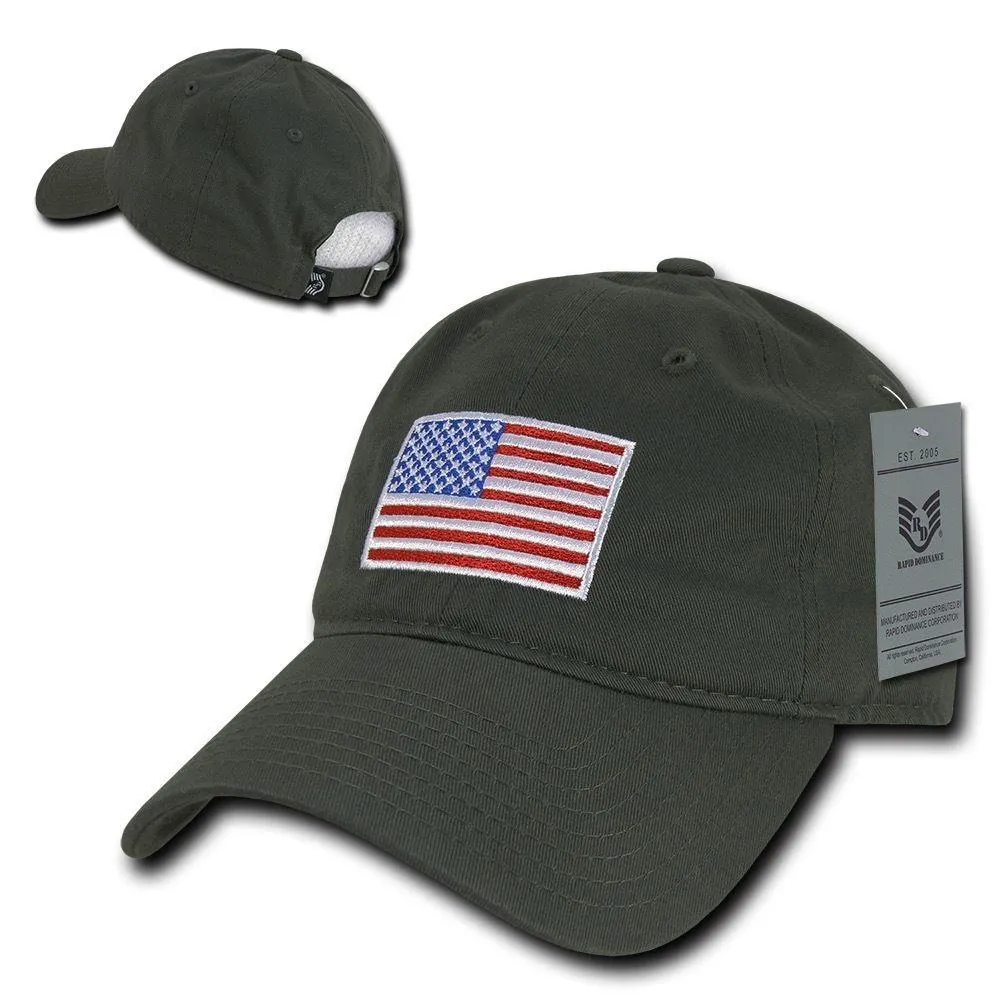 Patriotic USA American Flag Embroidered Relaxed Polo Baseball Dad Caps Hats