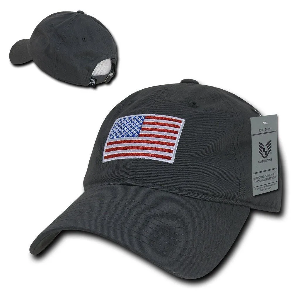 Patriotic USA American Flag Embroidered Relaxed Polo Baseball Dad Caps Hats