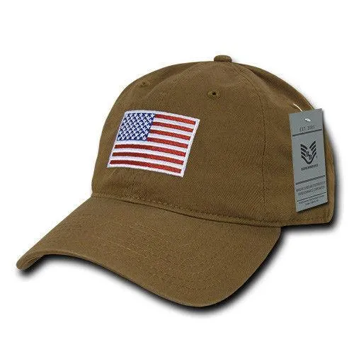 Patriotic USA American Flag Embroidered Relaxed Polo Baseball Dad Caps Hats
